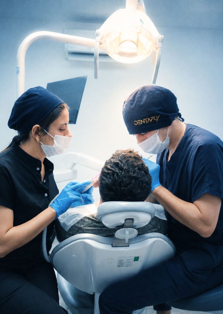 Patient receiving advanced dental treatment at Dentafly London