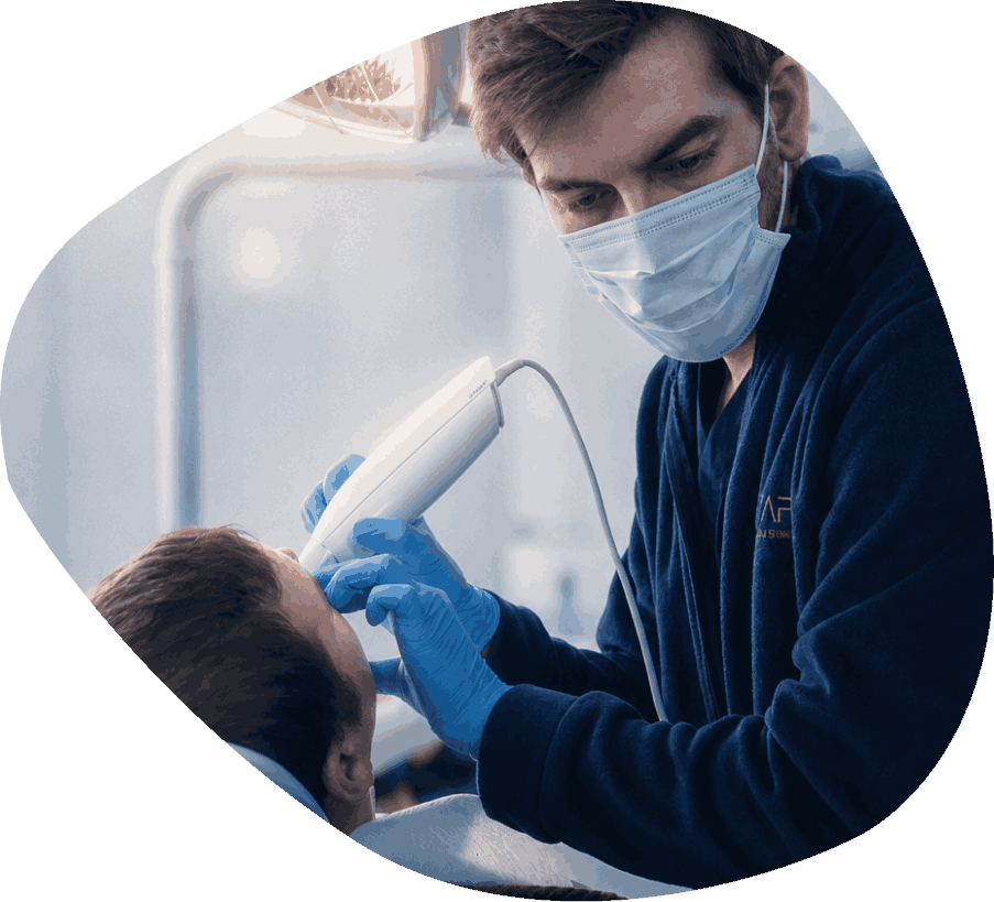 Dentist performing advanced digital dental scanning at Dentafly London