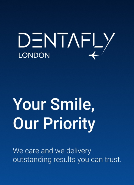 Dentafly London dental clinic branding promoting trusted dental care and smile transformation services